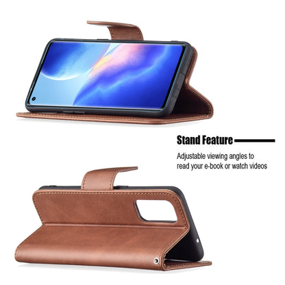 For OPPO Reno5 5G Retro Lambskin Texture Pure Color Horizontal Flip PU Leather Case with Holder & Card Slots & Wallet & Lanyard(Brown) by buy2fix