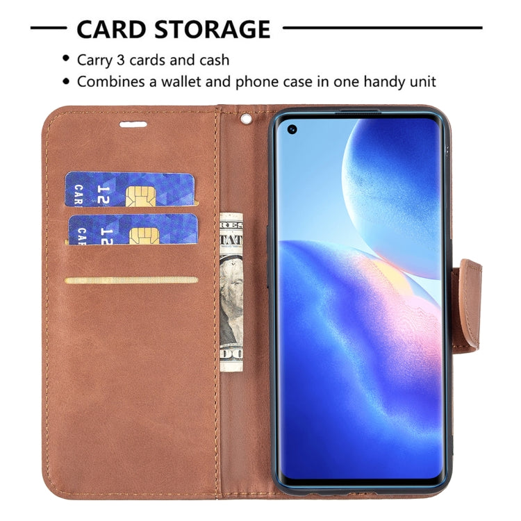 For OPPO Reno5 5G Retro Lambskin Texture Pure Color Horizontal Flip PU Leather Case with Holder & Card Slots & Wallet & Lanyard(Brown) by buy2fix