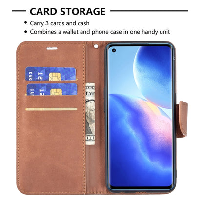 For OPPO Reno5 5G Retro Lambskin Texture Pure Color Horizontal Flip PU Leather Case with Holder & Card Slots & Wallet & Lanyard(Brown) by buy2fix
