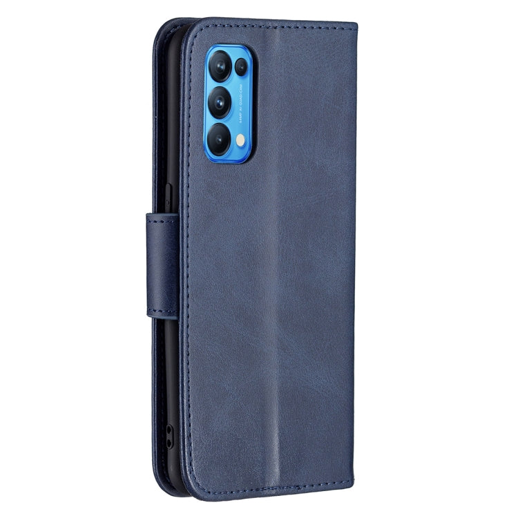For OPPO Reno5 5G Retro Lambskin Texture Pure Color Horizontal Flip PU Leather Case with Holder & Card Slots & Wallet & Lanyard(Blue) by buy2fix