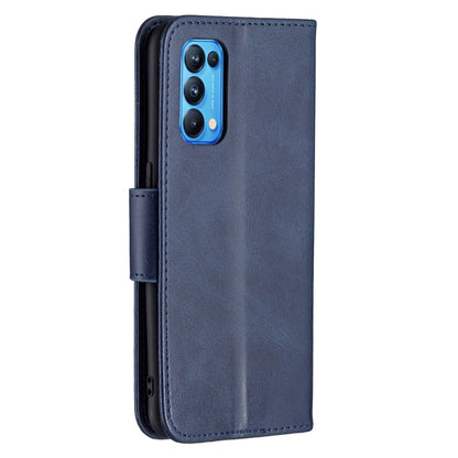 For OPPO Reno5 5G Retro Lambskin Texture Pure Color Horizontal Flip PU Leather Case with Holder & Card Slots & Wallet & Lanyard(Blue) by buy2fix