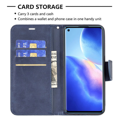 For OPPO Reno5 5G Retro Lambskin Texture Pure Color Horizontal Flip PU Leather Case with Holder & Card Slots & Wallet & Lanyard(Blue) by buy2fix