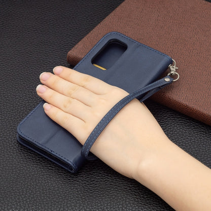 For OPPO Reno5 5G Retro Lambskin Texture Pure Color Horizontal Flip PU Leather Case with Holder & Card Slots & Wallet & Lanyard(Blue) by buy2fix