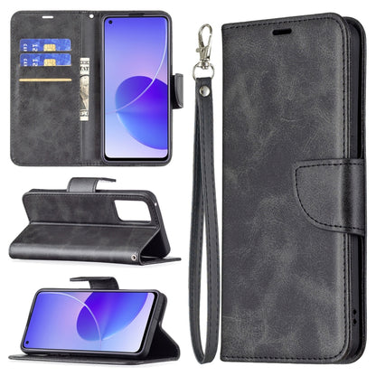 For OPPO Reno6 5G Retro Lambskin Texture Pure Color Horizontal Flip PU Leather Case with Holder & Card Slots & Wallet & Lanyard(Black) by buy2fix