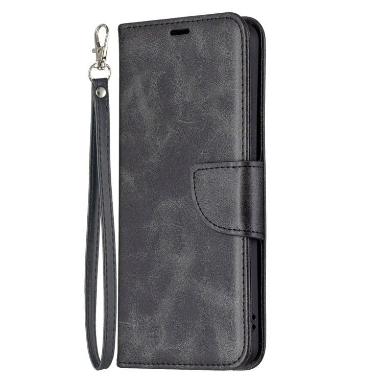 For OPPO Reno6 5G Retro Lambskin Texture Pure Color Horizontal Flip PU Leather Case with Holder & Card Slots & Wallet & Lanyard(Black) by buy2fix