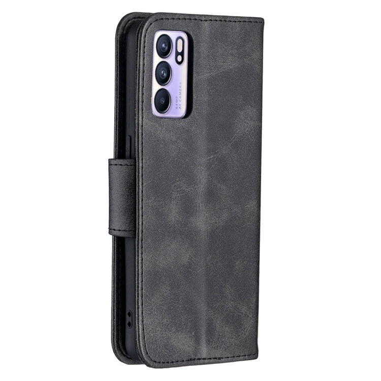For OPPO Reno6 5G Retro Lambskin Texture Pure Color Horizontal Flip PU Leather Case with Holder & Card Slots & Wallet & Lanyard(Black) by buy2fix