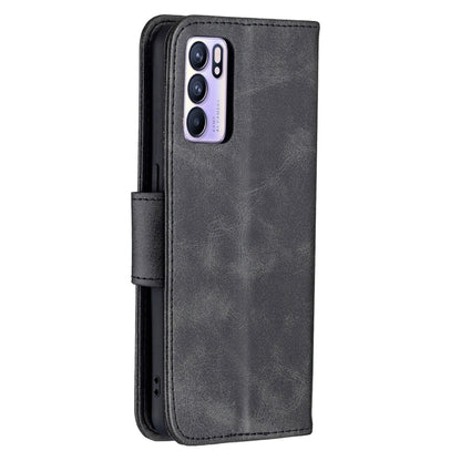 For OPPO Reno6 5G Retro Lambskin Texture Pure Color Horizontal Flip PU Leather Case with Holder & Card Slots & Wallet & Lanyard(Black) by buy2fix
