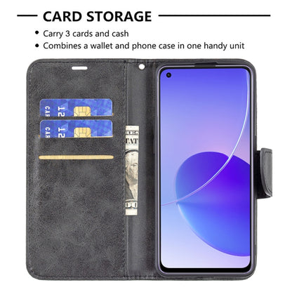 For OPPO Reno6 5G Retro Lambskin Texture Pure Color Horizontal Flip PU Leather Case with Holder & Card Slots & Wallet & Lanyard(Black) by buy2fix