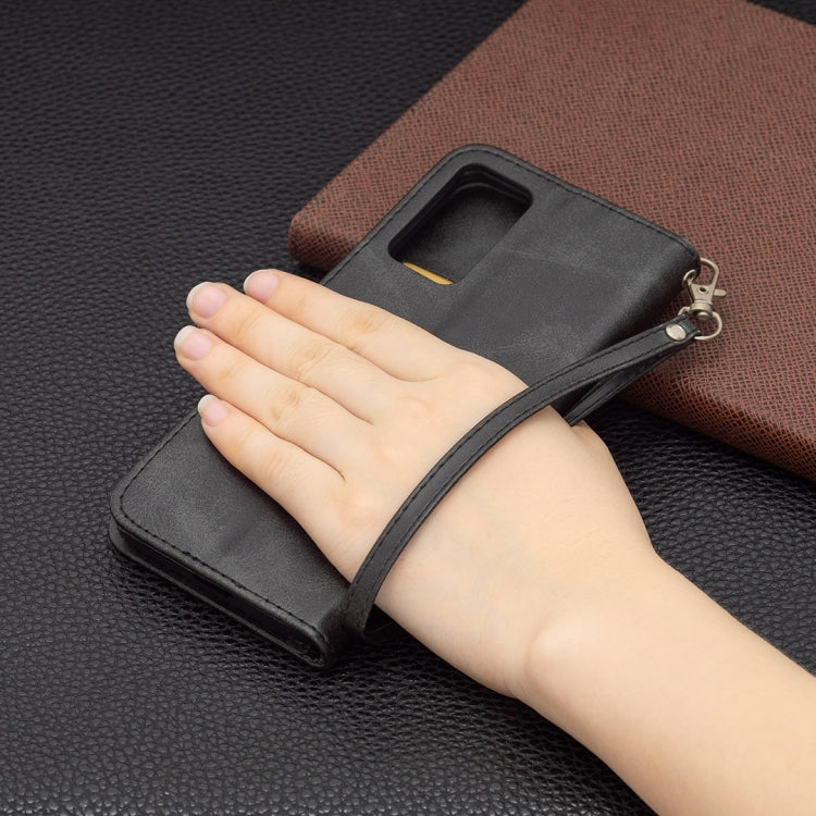 For OPPO Reno6 5G Retro Lambskin Texture Pure Color Horizontal Flip PU Leather Case with Holder & Card Slots & Wallet & Lanyard(Black) by buy2fix