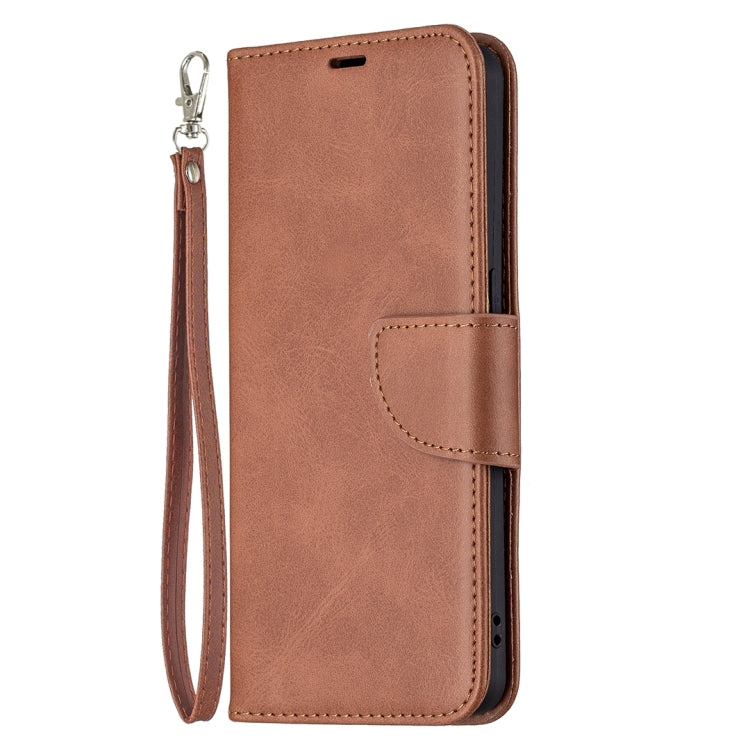 For OPPO Reno6 5G Retro Lambskin Texture Pure Color Horizontal Flip PU Leather Case with Holder & Card Slots & Wallet & Lanyard(Brown) by buy2fix