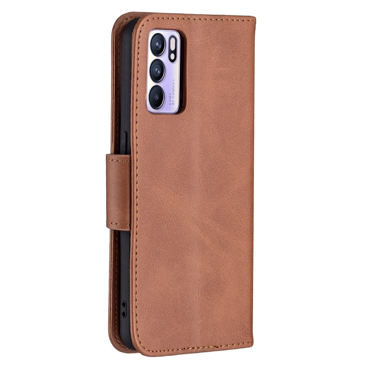 For OPPO Reno6 5G Retro Lambskin Texture Pure Color Horizontal Flip PU Leather Case with Holder & Card Slots & Wallet & Lanyard(Brown) by buy2fix