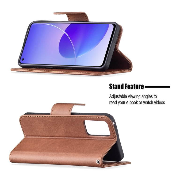 For OPPO Reno6 5G Retro Lambskin Texture Pure Color Horizontal Flip PU Leather Case with Holder & Card Slots & Wallet & Lanyard(Brown) by buy2fix