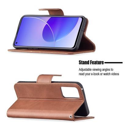 For OPPO Reno6 5G Retro Lambskin Texture Pure Color Horizontal Flip PU Leather Case with Holder & Card Slots & Wallet & Lanyard(Brown) by buy2fix