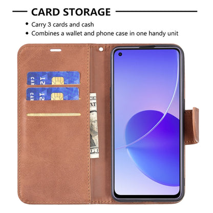 For OPPO Reno6 5G Retro Lambskin Texture Pure Color Horizontal Flip PU Leather Case with Holder & Card Slots & Wallet & Lanyard(Brown) by buy2fix