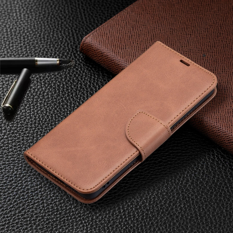 For OPPO Reno6 5G Retro Lambskin Texture Pure Color Horizontal Flip PU Leather Case with Holder & Card Slots & Wallet & Lanyard(Brown) by buy2fix