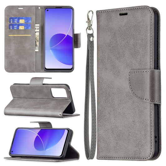 For OPPO Reno6 5G Retro Lambskin Texture Pure Color Horizontal Flip PU Leather Case with Holder & Card Slots & Wallet & Lanyard(Grey) by buy2fix