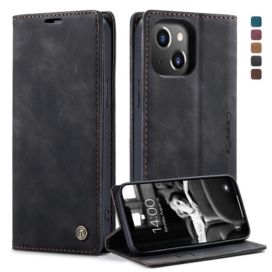 For iPhone 13 CaseMe-013 Multifunctional Retro Frosted Horizontal Flip Leather Case with Card Slot & Holder & Wallet(Black) - iPhone 13 Cases by CaseMe | Online Shopping UK | buy2fix