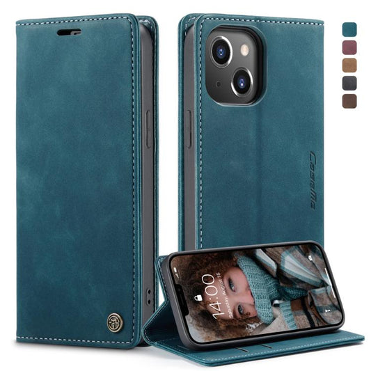 For iPhone 13 CaseMe-013 Multifunctional Retro Frosted Horizontal Flip Leather Case with Card Slot & Holder & Wallet(Blue) - iPhone 13 Cases by CaseMe | Online Shopping UK | buy2fix
