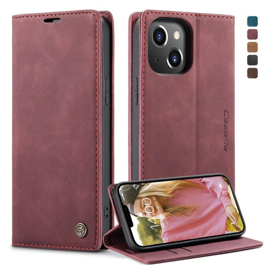 For iPhone 13 CaseMe-013 Multifunctional Retro Frosted Horizontal Flip Leather Case with Card Slot & Holder & Wallet(Wine Red) - iPhone 13 Cases by CaseMe | Online Shopping UK | buy2fix