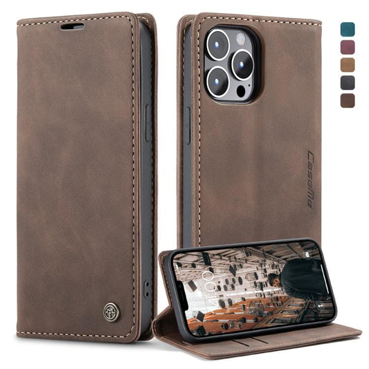 For iPhone 13 Pro Max CaseMe-013 Multifunctional Retro Frosted Horizontal Flip Leather Case with Card Slot & Holder & Wallet (Coffee) - iPhone 13 Pro Max Cases by CaseMe | Online Shopping UK | buy2fix