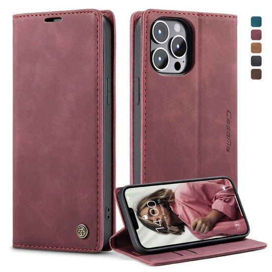 For iPhone 13 Pro Max CaseMe-013 Multifunctional Retro Frosted Horizontal Flip Leather Case with Card Slot & Holder & Wallet (Wine Red) - iPhone 13 Pro Max Cases by CaseMe | Online Shopping UK | buy2fix