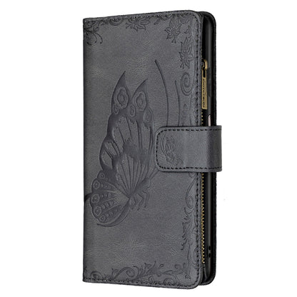 For Samsung Galaxy M32 Flying Butterfly Embossing Pattern Zipper Horizontal Flip Leather Case with Holder & Card Slots & Wallet(Black) by buy2fix