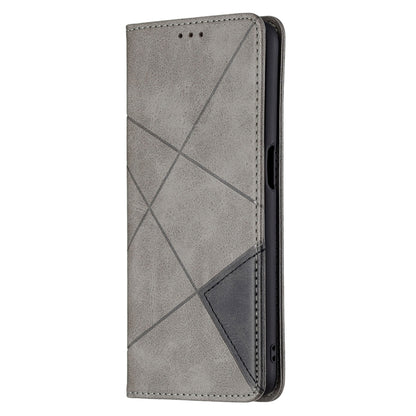 For OPPO A54 4G / A55 5G Rhombus Texture Horizontal Flip Magnetic Leather Case with Holder & Card Slots(Grey) by buy2fix