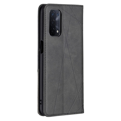 For OPPO A74 5G / A93 5G / A54 5G Rhombus Texture Horizontal Flip Magnetic Leather Case with Holder & Card Slots(Black) by buy2fix