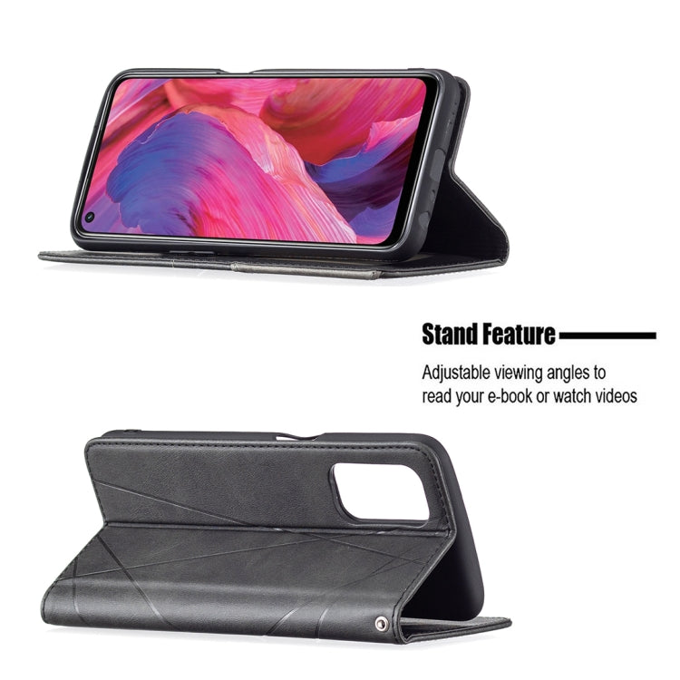 For OPPO A74 5G / A93 5G / A54 5G Rhombus Texture Horizontal Flip Magnetic Leather Case with Holder & Card Slots(Black) by buy2fix