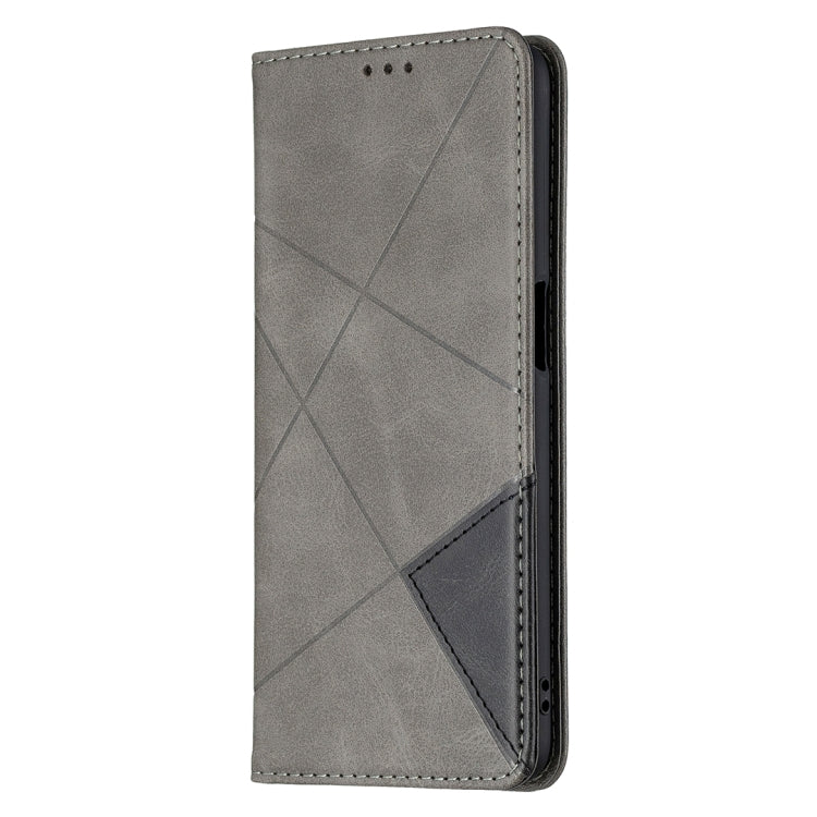 For OPPO A74 5G / A93 5G / A54 5G Rhombus Texture Horizontal Flip Magnetic Leather Case with Holder & Card Slots(Grey) by buy2fix