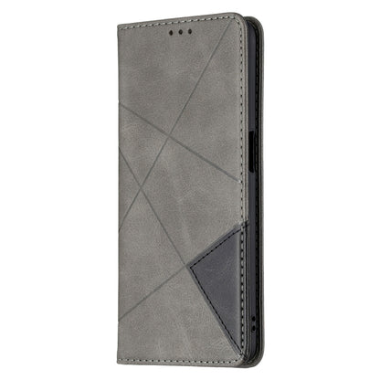 For OPPO A74 5G / A93 5G / A54 5G Rhombus Texture Horizontal Flip Magnetic Leather Case with Holder & Card Slots(Grey) by buy2fix