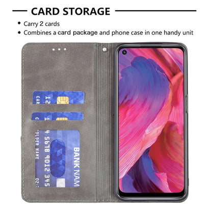 For OPPO A74 5G / A93 5G / A54 5G Rhombus Texture Horizontal Flip Magnetic Leather Case with Holder & Card Slots(Grey) by buy2fix