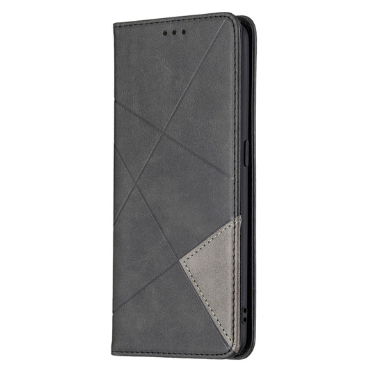 For OPPO A94 4G / Reno 5F / F19 Pro Rhombus Texture Horizontal Flip Magnetic Leather Case with Holder & Card Slots(Black) by buy2fix