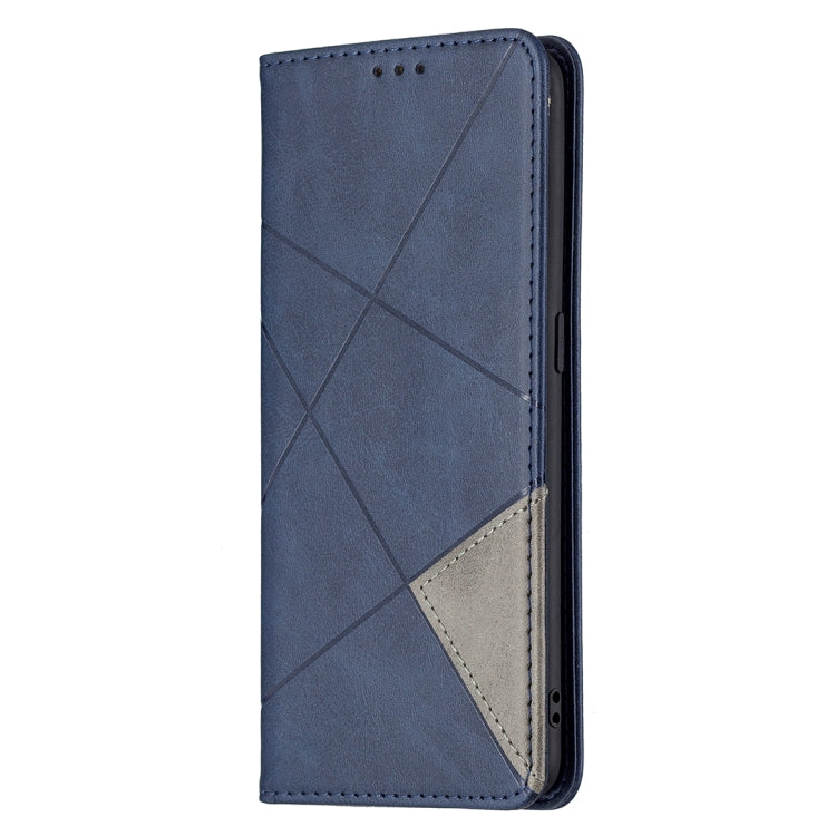 For OPPO A94 4G / Reno 5F / F19 Pro Rhombus Texture Horizontal Flip Magnetic Leather Case with Holder & Card Slots(Blue) by buy2fix