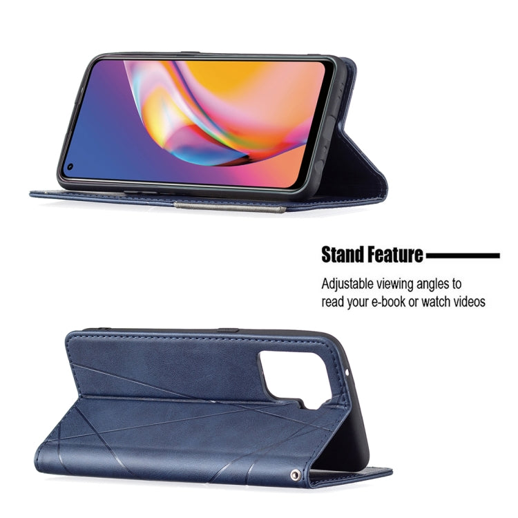 For OPPO A94 4G / Reno 5F / F19 Pro Rhombus Texture Horizontal Flip Magnetic Leather Case with Holder & Card Slots(Blue) by buy2fix