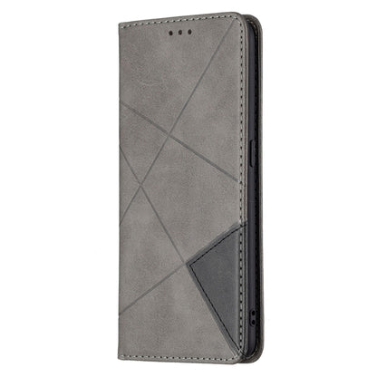For OPPO A94 4G / Reno 5F / F19 Pro Rhombus Texture Horizontal Flip Magnetic Leather Case with Holder & Card Slots(Grey) by buy2fix