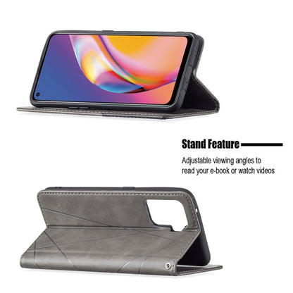 For OPPO A94 4G / Reno 5F / F19 Pro Rhombus Texture Horizontal Flip Magnetic Leather Case with Holder & Card Slots(Grey) by buy2fix