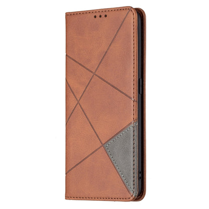 For OPPO A94 5G / F19 Pro Plus / Reno5 Z 5G Rhombus Texture Horizontal Flip Magnetic Leather Case with Holder & Card Slots(Brown) by buy2fix