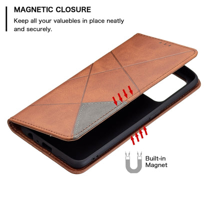 For OPPO A94 5G / F19 Pro Plus / Reno5 Z 5G Rhombus Texture Horizontal Flip Magnetic Leather Case with Holder & Card Slots(Brown) by buy2fix