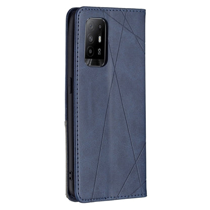 For OPPO A94 5G / F19 Pro Plus / Reno5 Z 5G Rhombus Texture Horizontal Flip Magnetic Leather Case with Holder &amp; Card Slots(Blue) by buy2fix