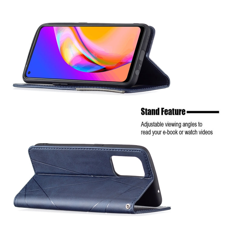 For OPPO A94 5G / F19 Pro Plus / Reno5 Z 5G Rhombus Texture Horizontal Flip Magnetic Leather Case with Holder &amp; Card Slots(Blue) by buy2fix