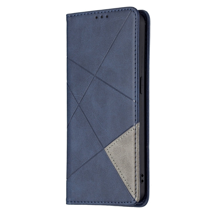 For OPPO Reno6 Rhombus Texture Horizontal Flip Magnetic Leather Case with Holder & Card Slots(Blue) by buy2fix