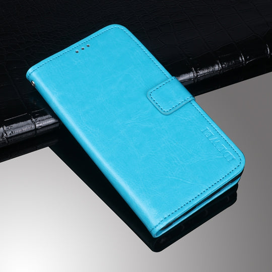 idewei Crazy Horse Texture Horizontal Flip Leather Case with Holder & Card Slots & Wallet For Tecno Spark 7P(Sky Blue)