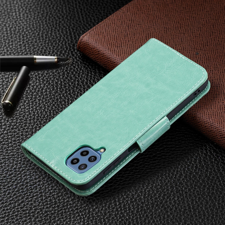 For Samsung Galaxy M32 Embossing Two Butterflies Pattern Horizontal Flip PU Leather Case with Holder & Card Slot & Wallet & Lanyard(Green) by buy2fix