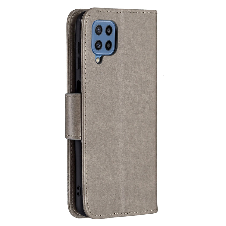 For Samsung Galaxy M32 Embossing Two Butterflies Pattern Horizontal Flip PU Leather Case with Holder & Card Slot & Wallet & Lanyard(Grey) by buy2fix