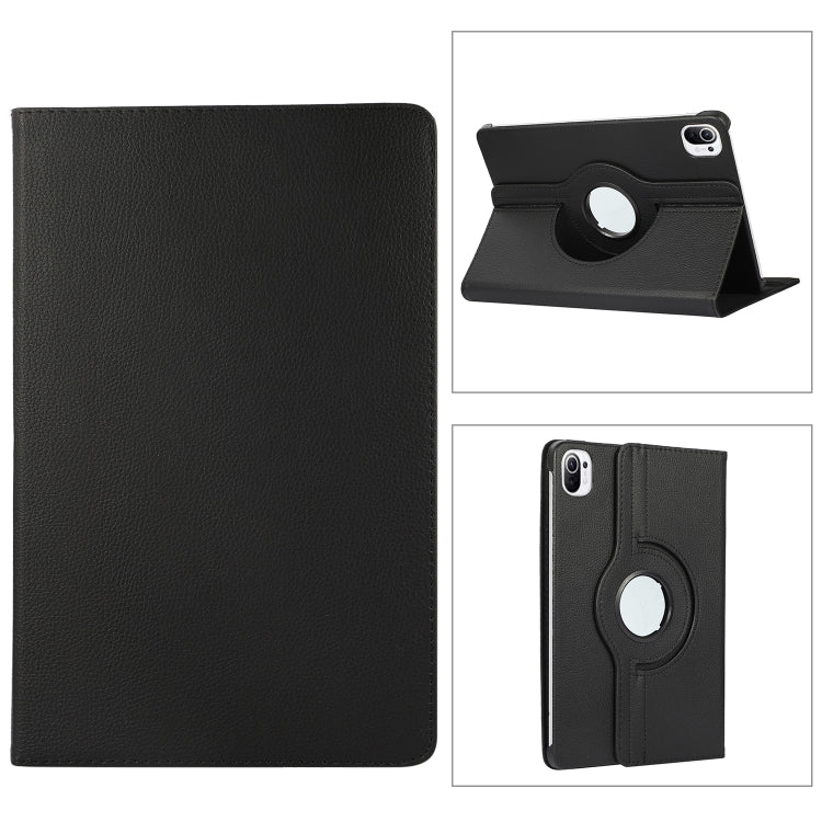 For Xiaomi Pad 5 Pro / Pad 5 360 Degree Rotation Litchi Texture Flip Leather Case with Holder(Black) by buy2fix
