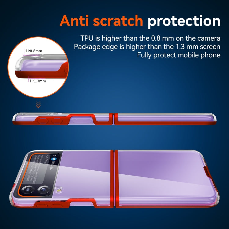 For Samsung Galaxy Z Flip3 5G Simple All-inclusive Clear Crystal PC +TPU Shockproof Case(Red) by buy2fix