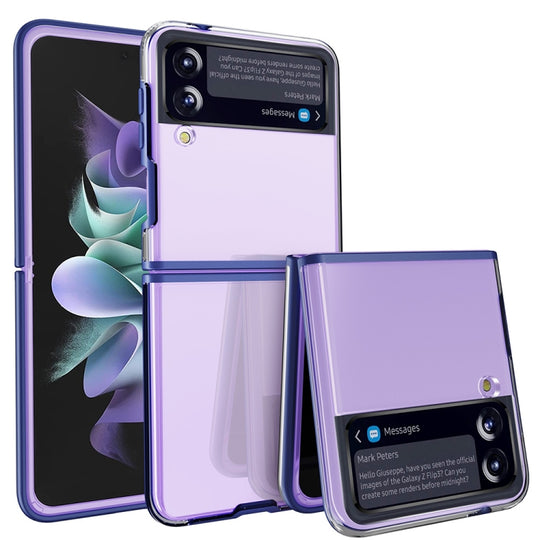 For Samsung Galaxy Z Flip3 5G Simple All-inclusive Clear Crystal PC +TPU Shockproof Case(Blue)