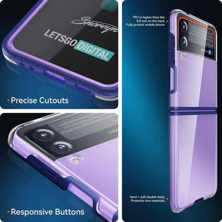 For Samsung Galaxy Z Flip3 5G Simple All-inclusive Clear Crystal PC +TPU Shockproof Case(Blue) by buy2fix