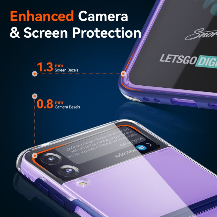 For Samsung Galaxy Z Flip3 5G Simple All-inclusive Clear Crystal PC +TPU Shockproof Case(Blue) by buy2fix
